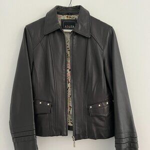 Adler Collection Vintage Brown Genuine Leather Studded Jacket Size S